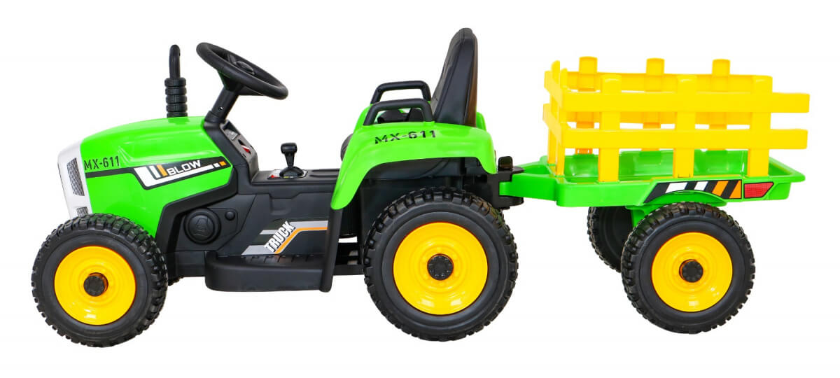 Tractor electric cu remorca pentru copii BLOW TRUCK LUX roti EVA (MX-611-LUX) Verde - imagine 4