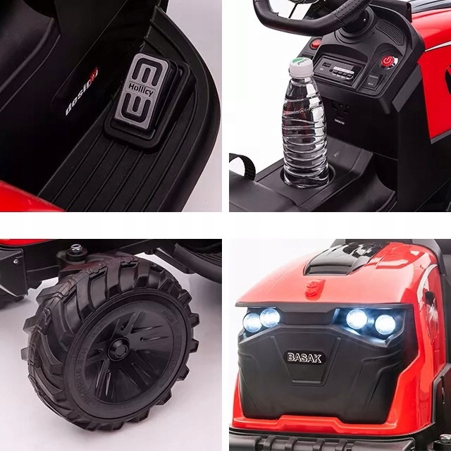 Tractor excavator electric pentru copii cu remorca XXL Lux 720-T (2068) Rosu - imagine 2
