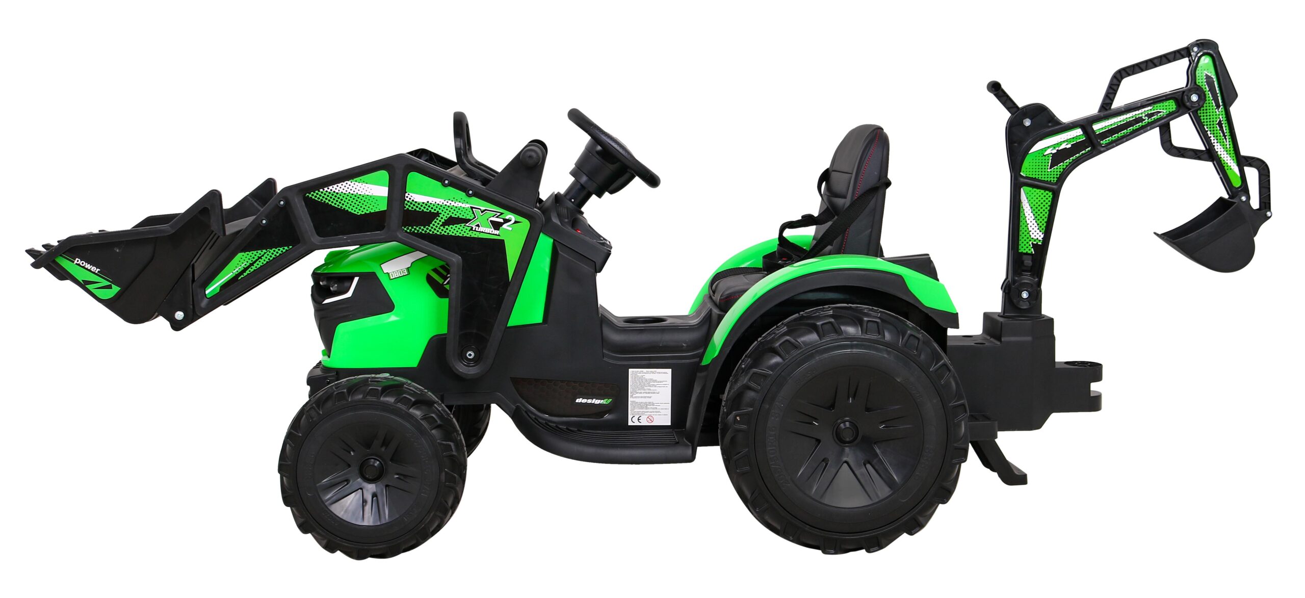 Tractor excavator electric pentru copii 2-8 ani cu remorca XXL Lux 720-T 12V 100W (2068) Verde - imagine 5