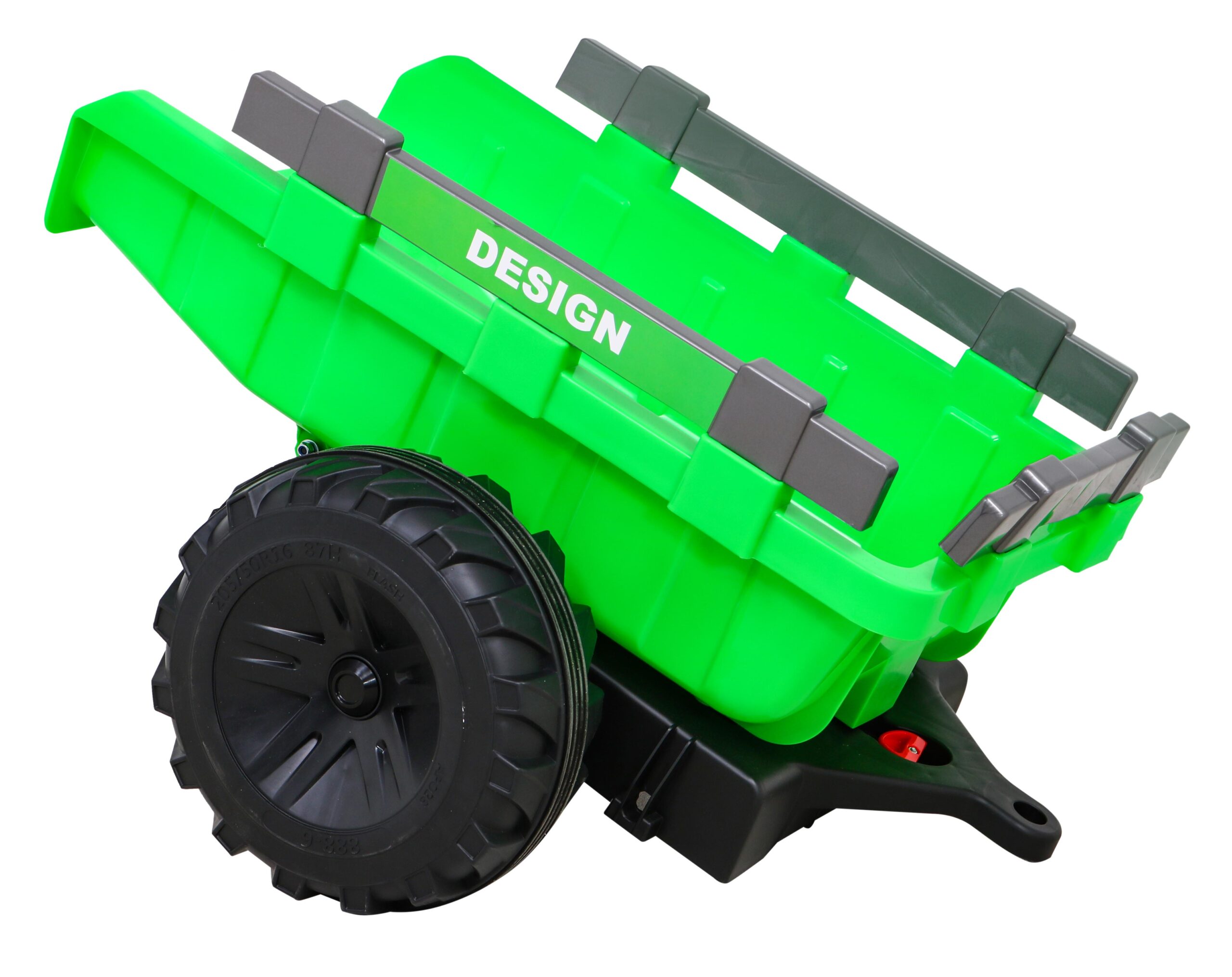 Tractor excavator electric pentru copii 2-8 ani cu remorca XXL Lux 720-T 12V 100W (2068) Verde - imagine 8