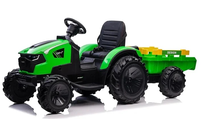Tractor electric pentru copii cu remorca XXL LUX 720-T, 12V 90W (2068) Verde