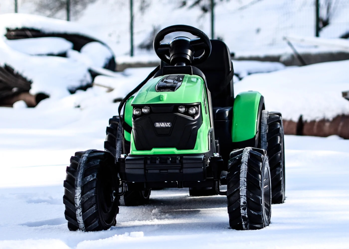 Tractor electric pentru copii cu remorca XXL LUX 720-T, 12V 90W (2068) Verde - imagine 6