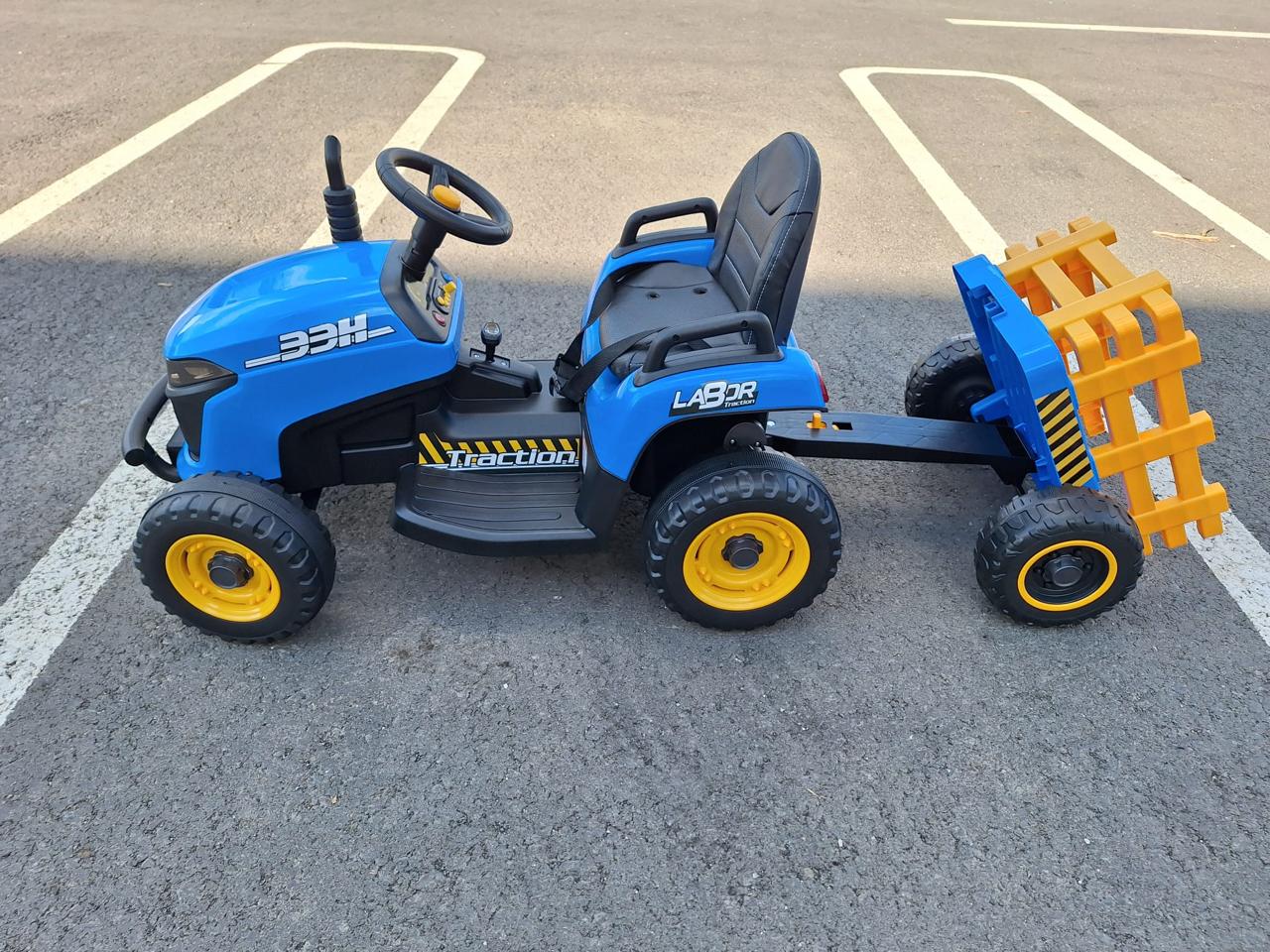 Tractor electric pentru copii cu remorca Labor Lux 12V 60W (BBH-030) Albastru - imagine 2