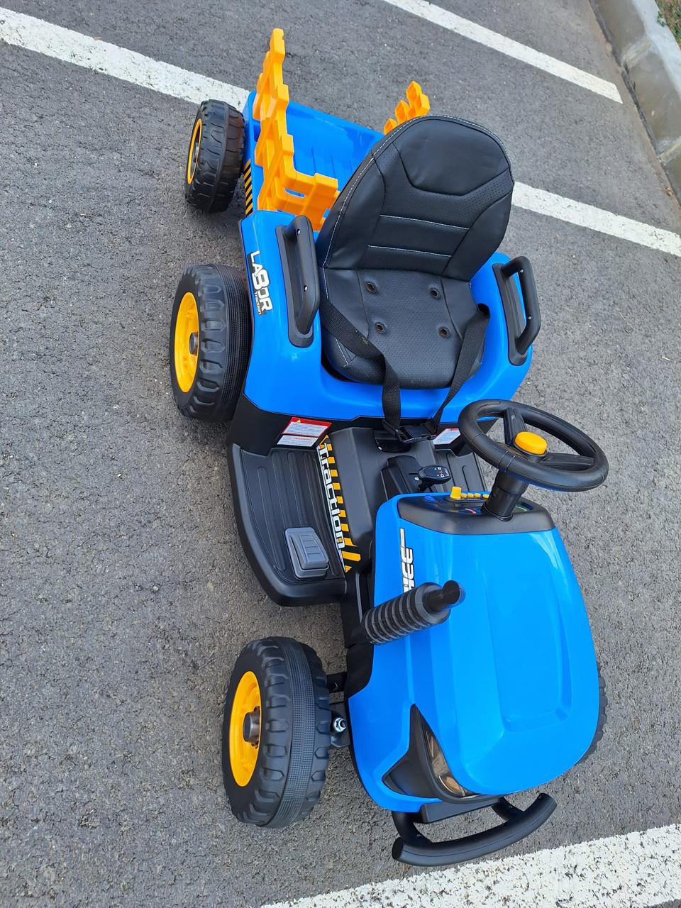 Tractor electric pentru copii cu remorca Labor Lux 12V 60W (BBH-030) Albastru - imagine 4