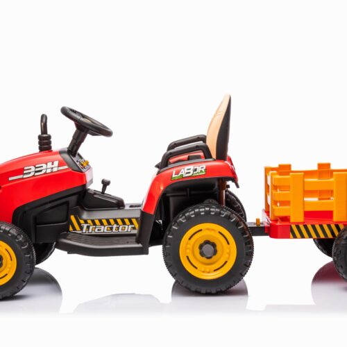 Tractor electric pentru copii 2-6 ani cu remorca Labor Lux 12V 60W (BBH-030) Rosu