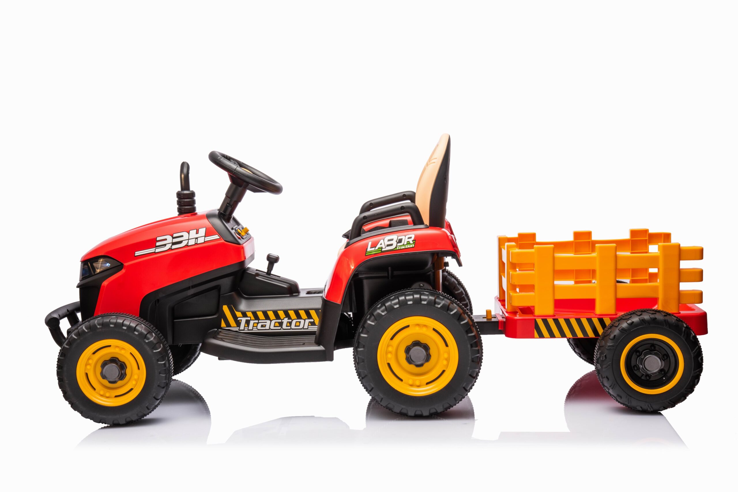 Tractor electric pentru copii 2-6 ani cu remorca Labor Lux 12V 60W (BBH-030) Rosu