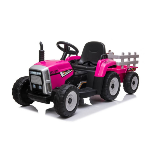 Tractor electric pentru copii cu remorca BLOW TRUCK, roti EVA (MX-611) Roz