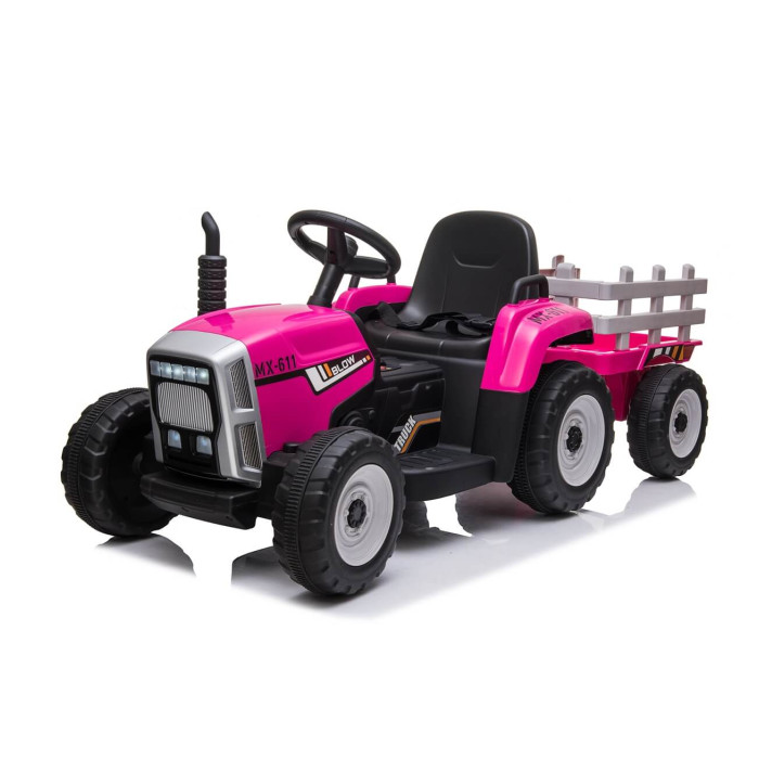 Tractor electric pentru copii cu remorca BLOW TRUCK, roti EVA (MX-611) Roz