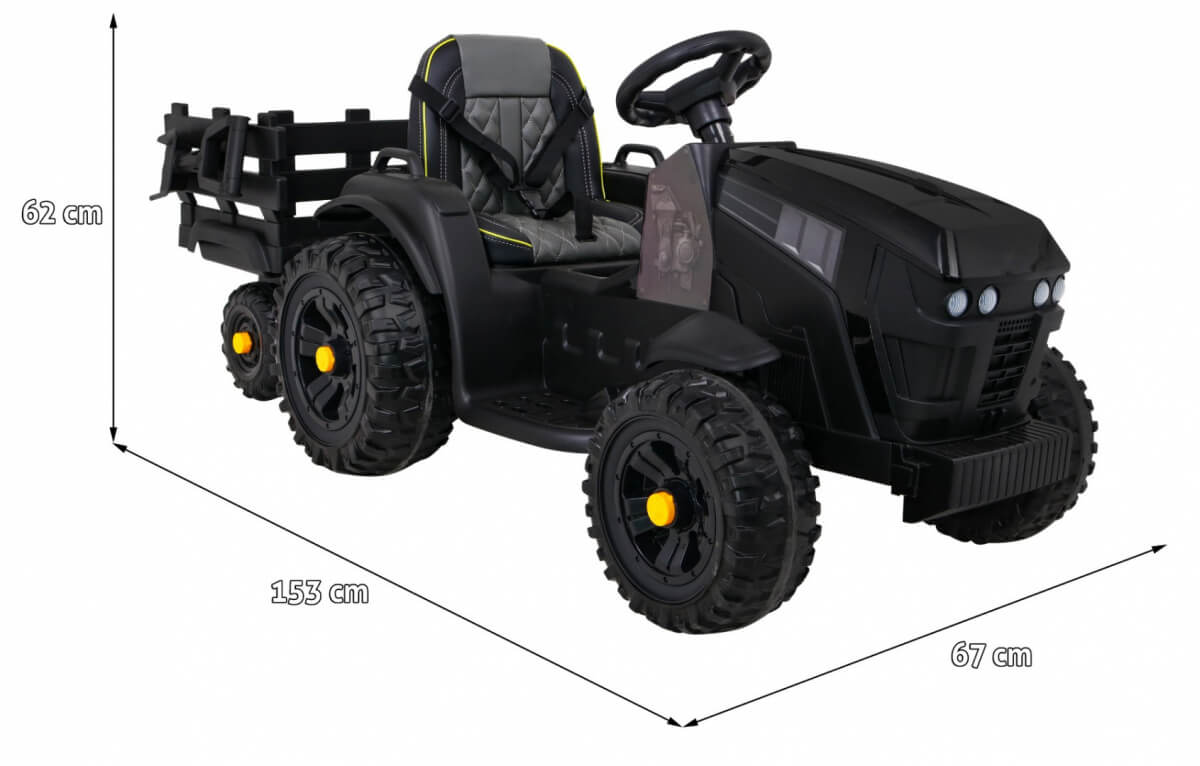 Tractor electric pentru copii cu remorca Titanium, roti EVA (0925) Negru - imagine 10