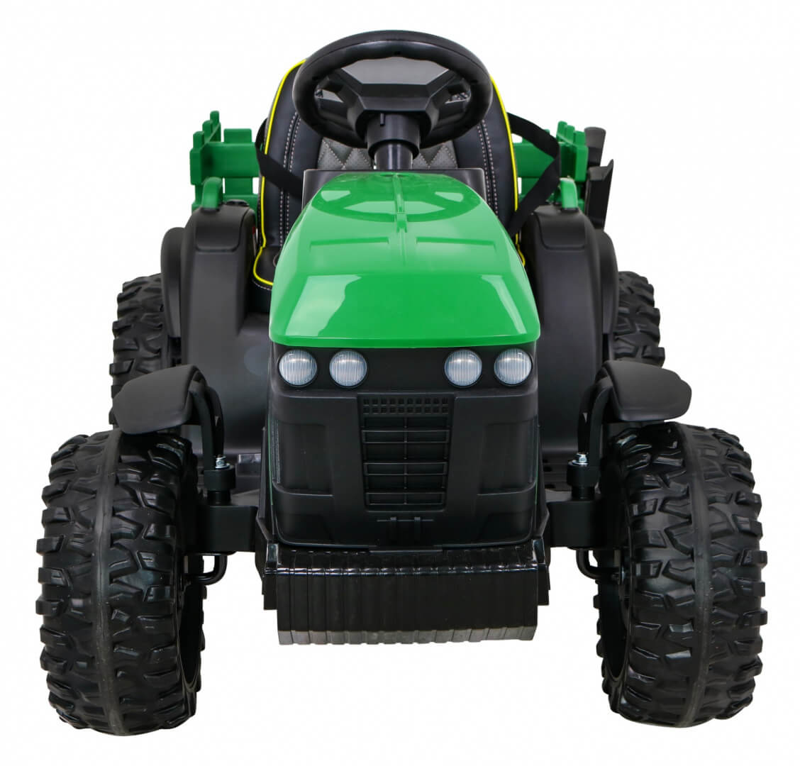Tractor electric pentru copii cu remorca Titanium, roti EVA (0925) Verde - imagine 3