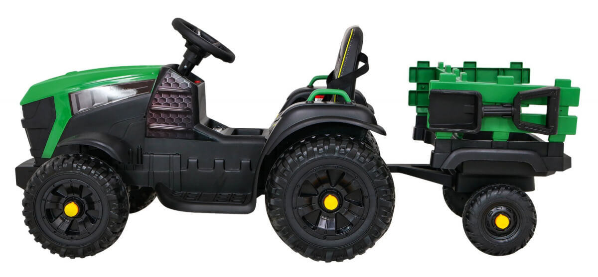 Tractor electric pentru copii cu remorca Titanium, roti EVA (0925) Verde - imagine 4