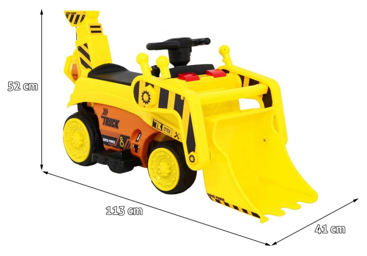 Tractor electric pentru copii cu cupa (309), Galben - imagine 2
