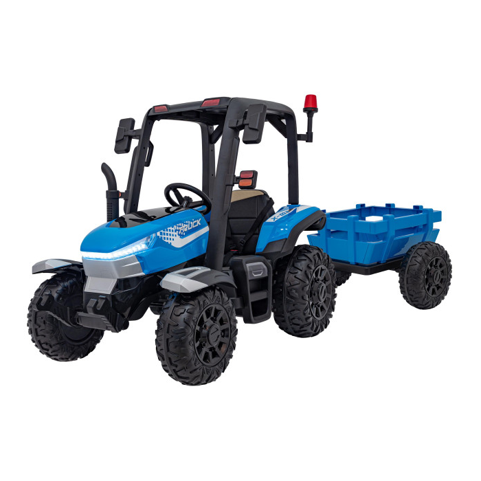 Tractor electric pentru copii cu remorca BLAST Z 24V 400W, echipare Lux: roti EVA, scaun piele, telecomanda parentala, Albastru