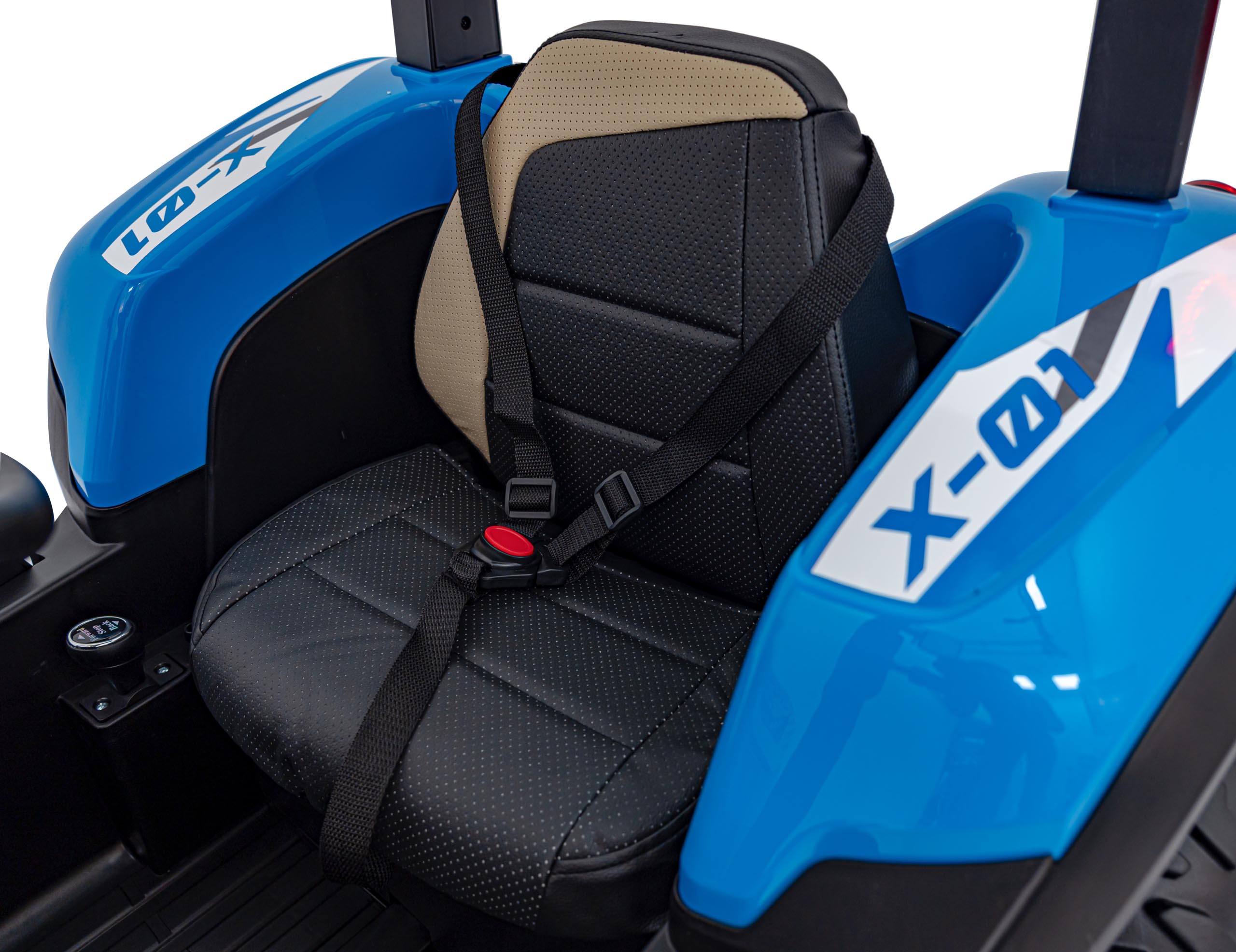 Tractor electric pentru copii cu remorca BLAST Z 24V 400W, echipare Lux: roti EVA, scaun piele, telecomanda parentala, Albastru - imagine 11