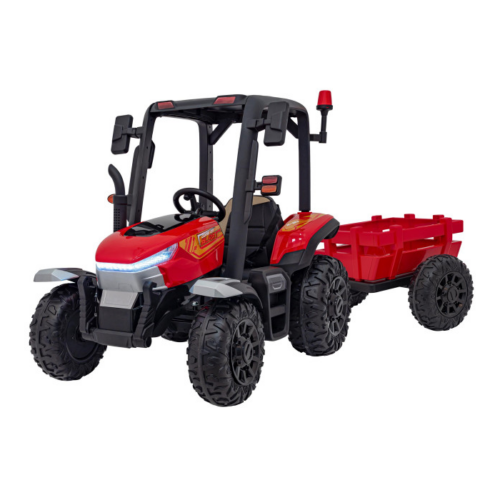 Tractor electric pentru copii cu remorca BLAST Z 24V 400W, echipare Lux: roti EVA, scaun piele, telecomanda parentala, Rosu