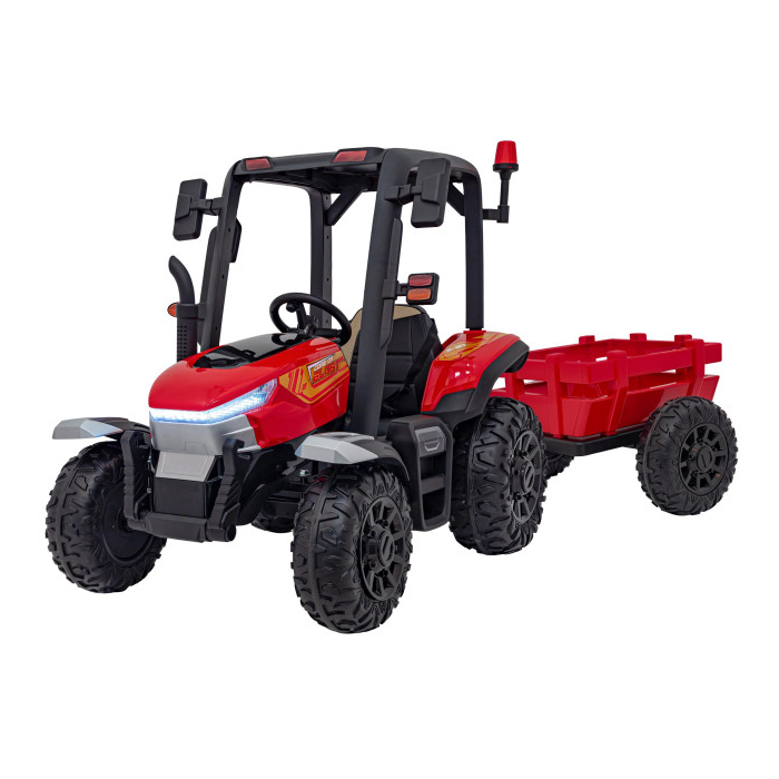 Tractor electric pentru copii cu remorca BLAST Z 24V 400W, echipare Lux: roti EVA, scaun piele, telecomanda parentala, Rosu
