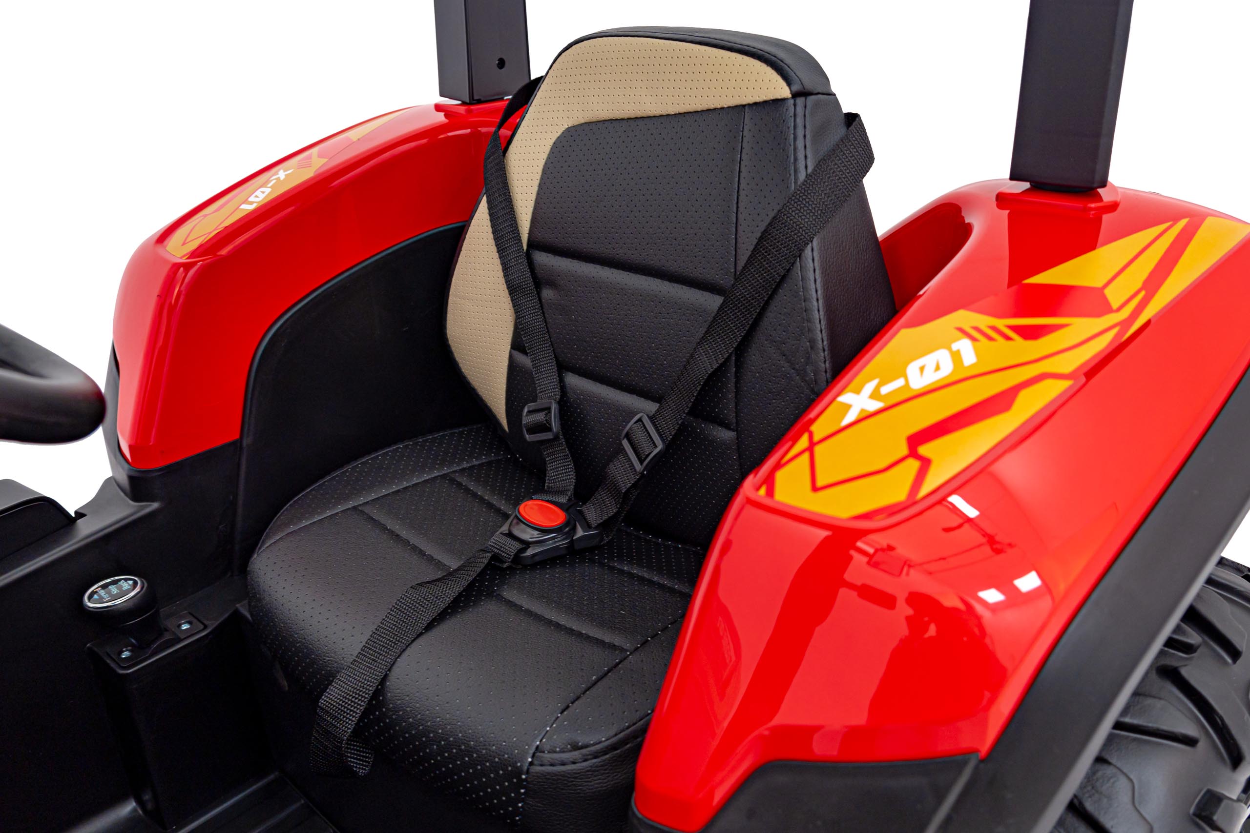 Tractor electric pentru copii cu remorca BLAST Z 24V 400W, echipare Lux: roti EVA, scaun piele, telecomanda parentala, Rosu - imagine 4