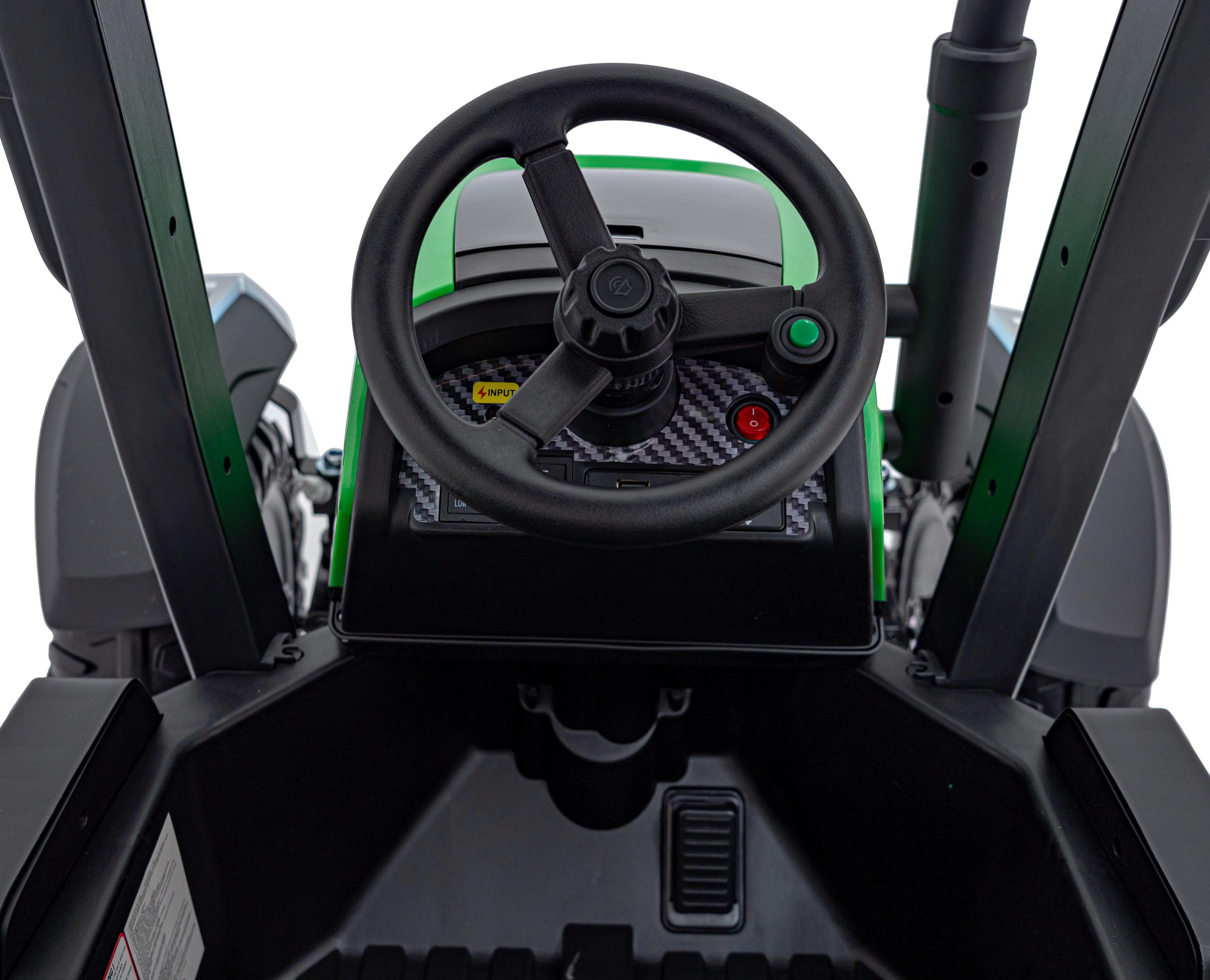 Tractor electric pentru copii cu remorca BLAST Z 24V 400W, echipare Lux: roti EVA, scaun piele, telecomanda parentala, Verde - imagine 10