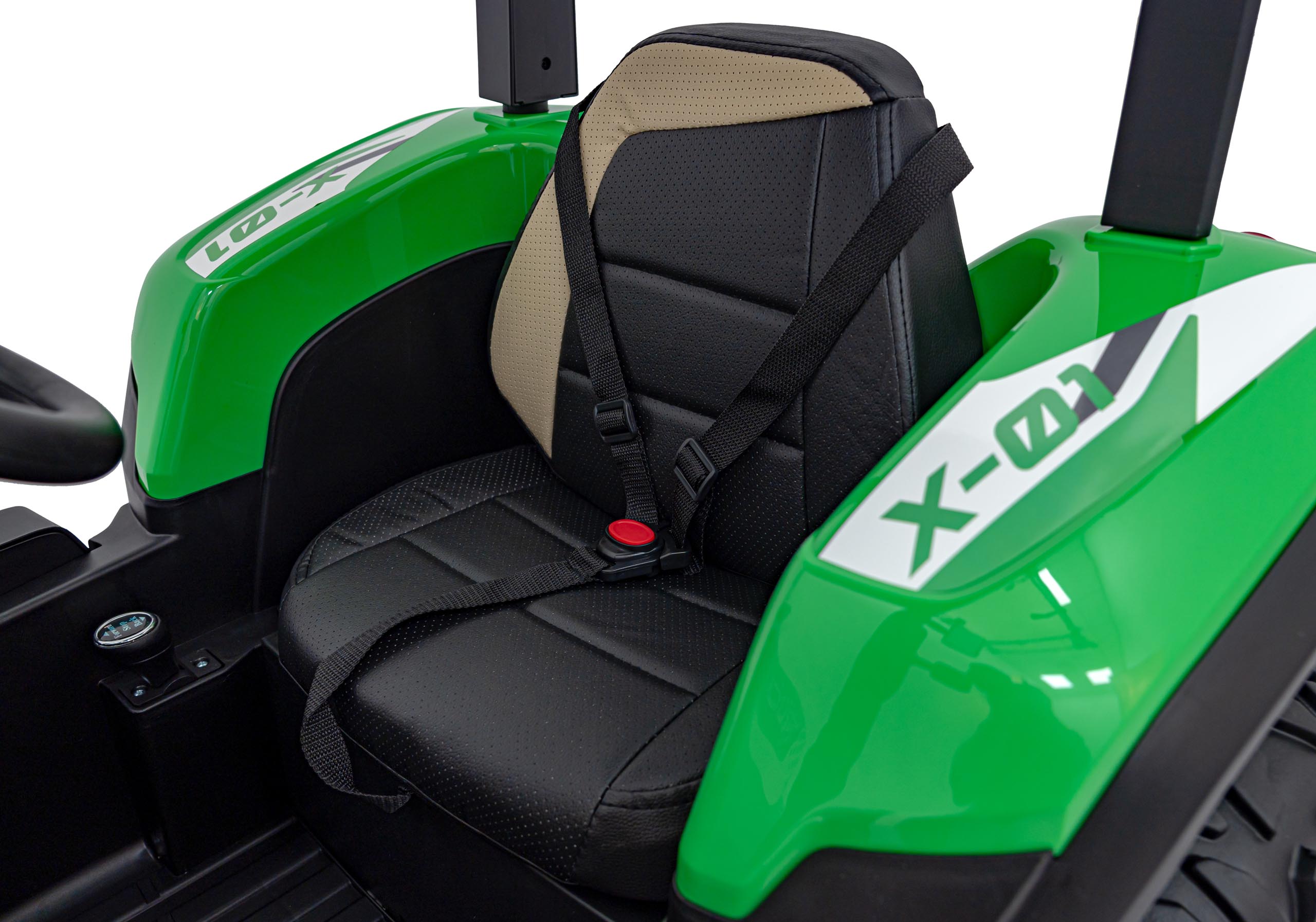 Tractor electric pentru copii cu remorca BLAST Z 24V 400W, echipare Lux: roti EVA, scaun piele, telecomanda parentala, Verde - imagine 9