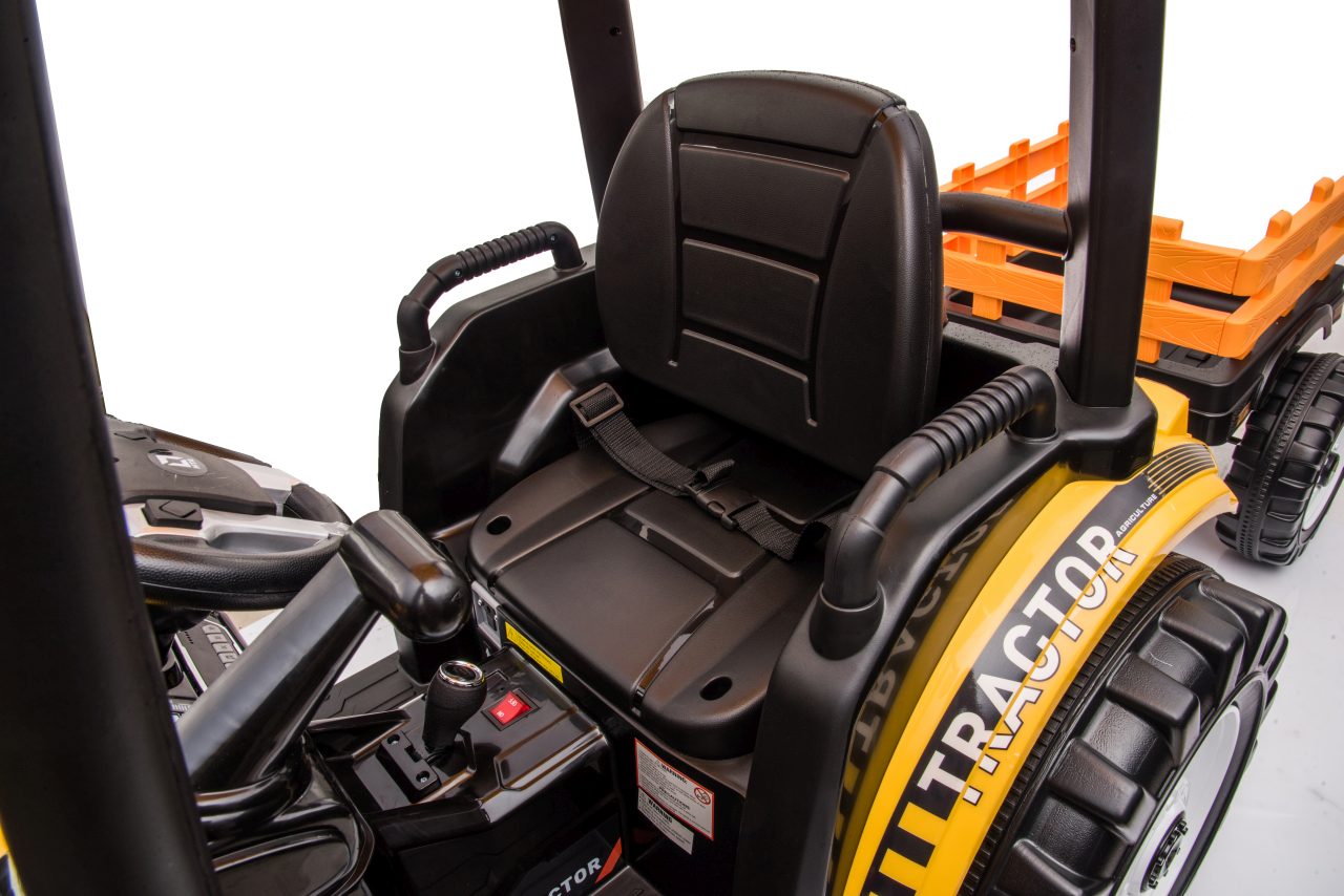 Tractor electric pentru copii cu remorca si cupa frontala MEGA 24V 400W, Galben - imagine 3
