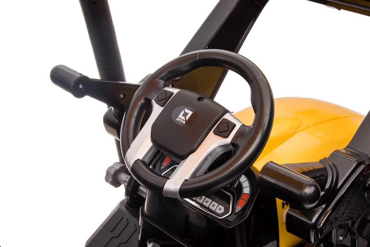 Tractor electric pentru copii cu remorca si cupa frontala MEGA 24V 400W, Galben - imagine 6