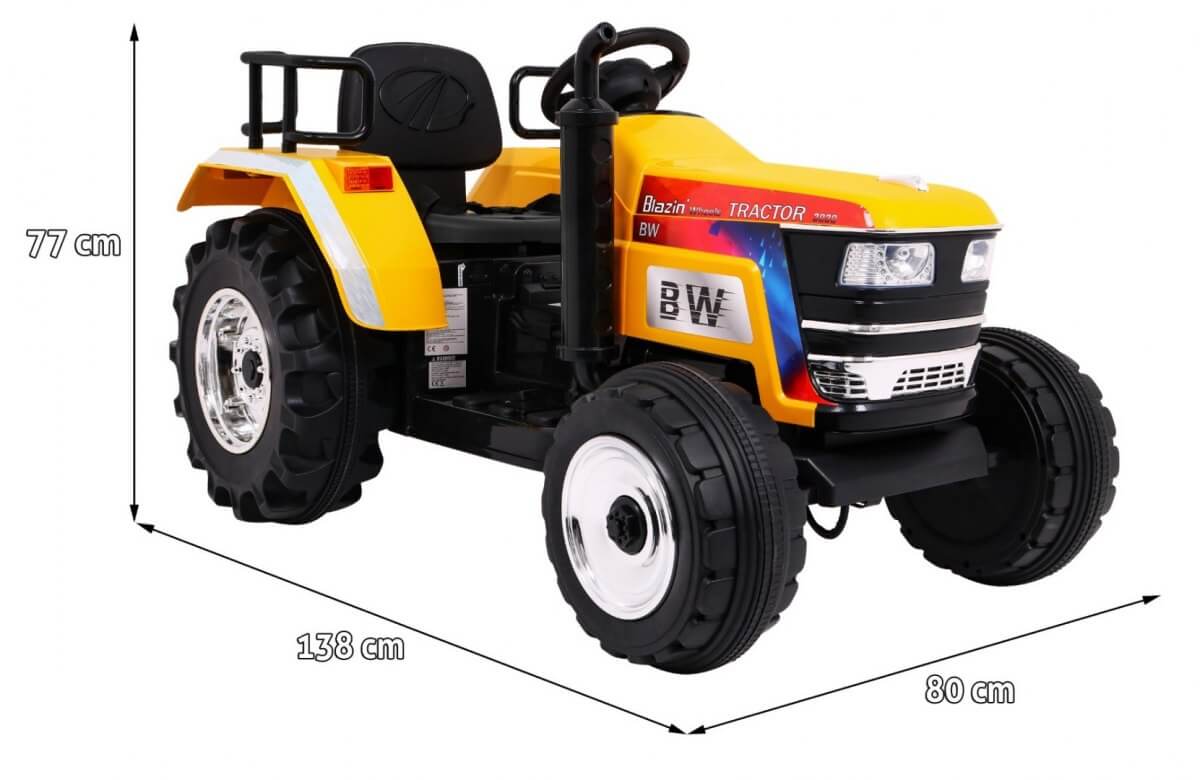 Tractor electric pentru copii cu roti mare BLAZIN (2788) Galben - imagine 2