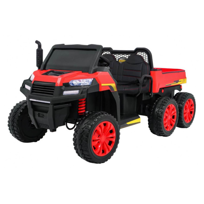 Masinuta electrica "Tractor tip ferma" 4x4 LUX cu remorca ( A730) Rosu