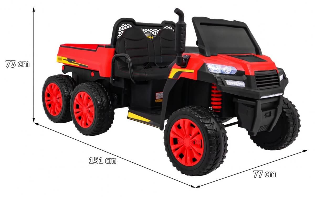 Masinuta electrica "Tractor tip ferma" 4x4 LUX cu remorca ( A730) Rosu - imagine 2