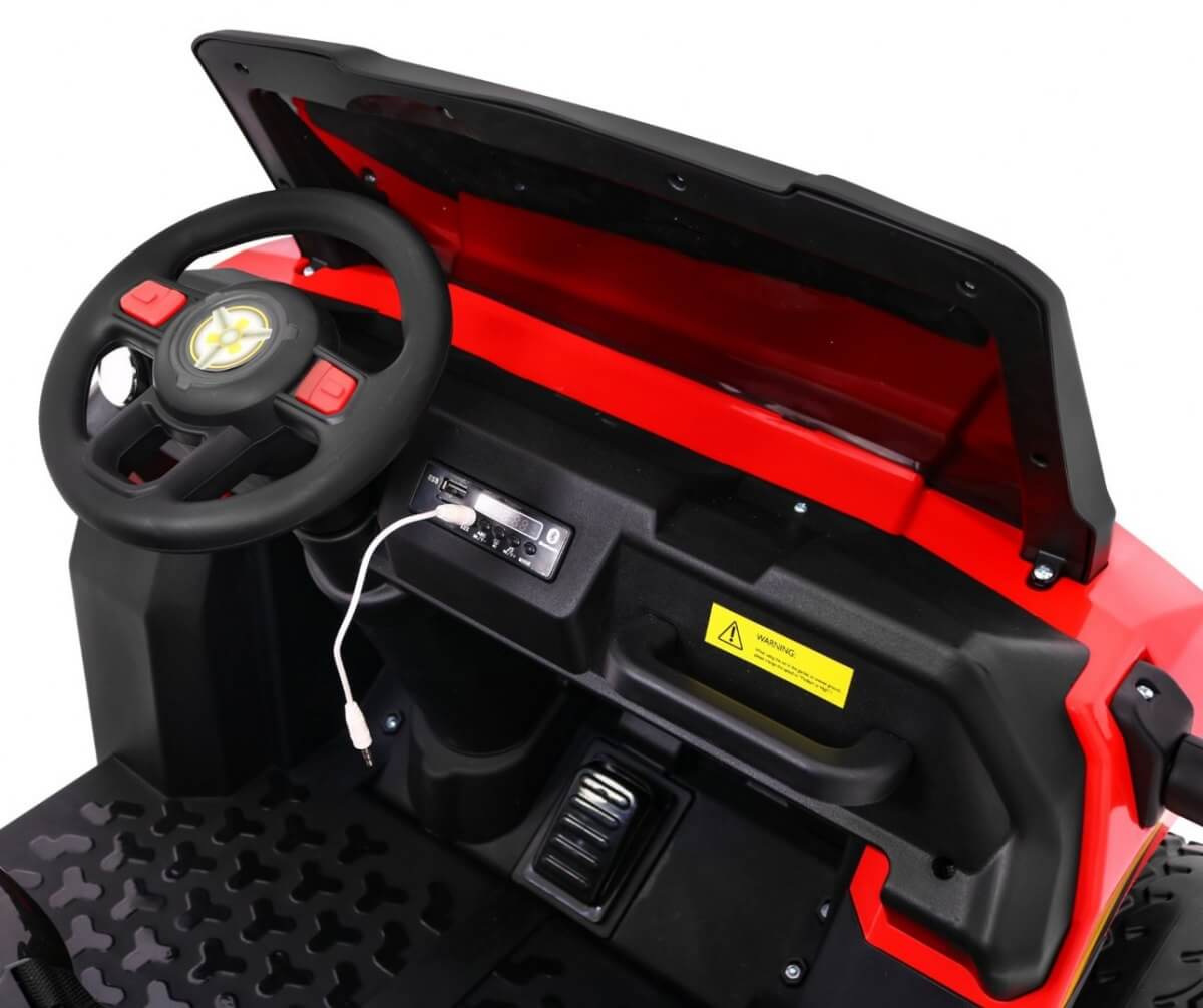 Masinuta electrica "Tractor tip ferma" 4x4 LUX cu remorca ( A730) Rosu - imagine 7