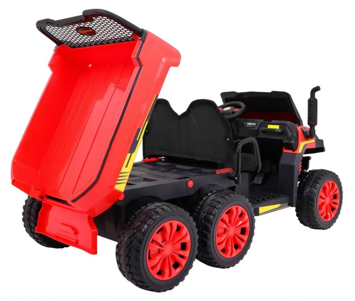 Masinuta electrica "Tractor tip ferma" 4x4 LUX cu remorca ( A730) Rosu - imagine 9