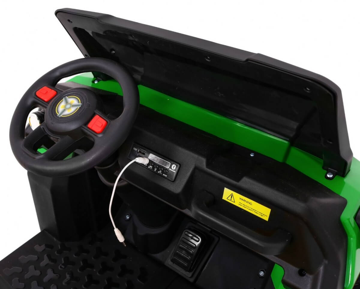 Masinuta electrica "Tractor tip ferma" 4x4 cu remorca ( A730) Verde - imagine 7