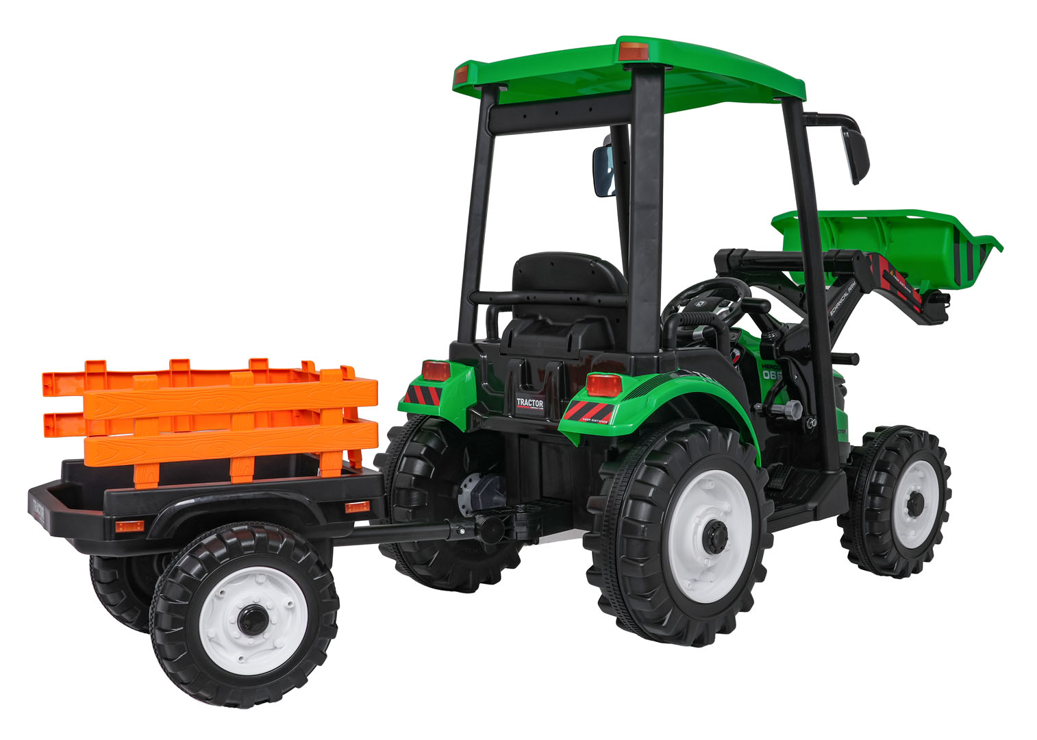 Tractor electric pentru copii cu remorca si cupa frontala MEGA 24V 400W, Verde - imagine 15