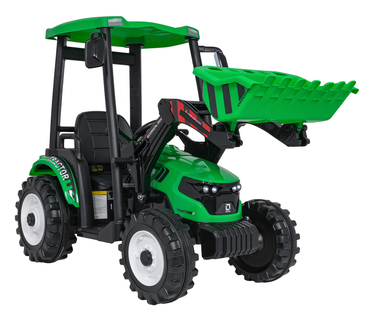 Tractor electric pentru copii cu remorca si cupa frontala MEGA 24V 400W, Verde - imagine 3