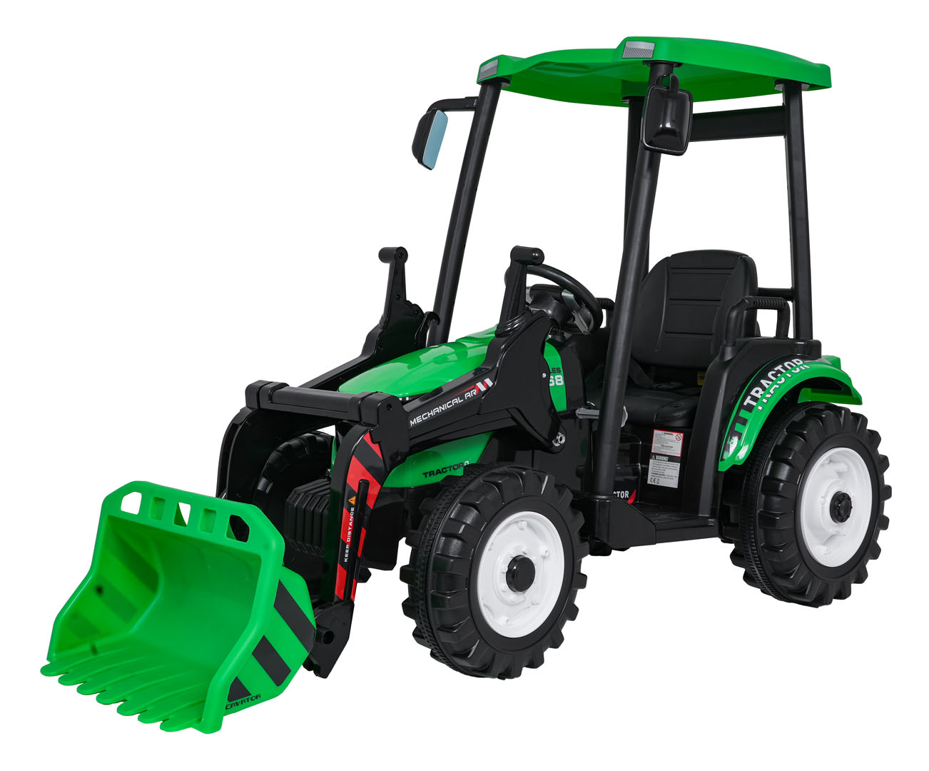 Tractor electric pentru copii cu remorca si cupa frontala MEGA 24V 400W, Verde - imagine 4