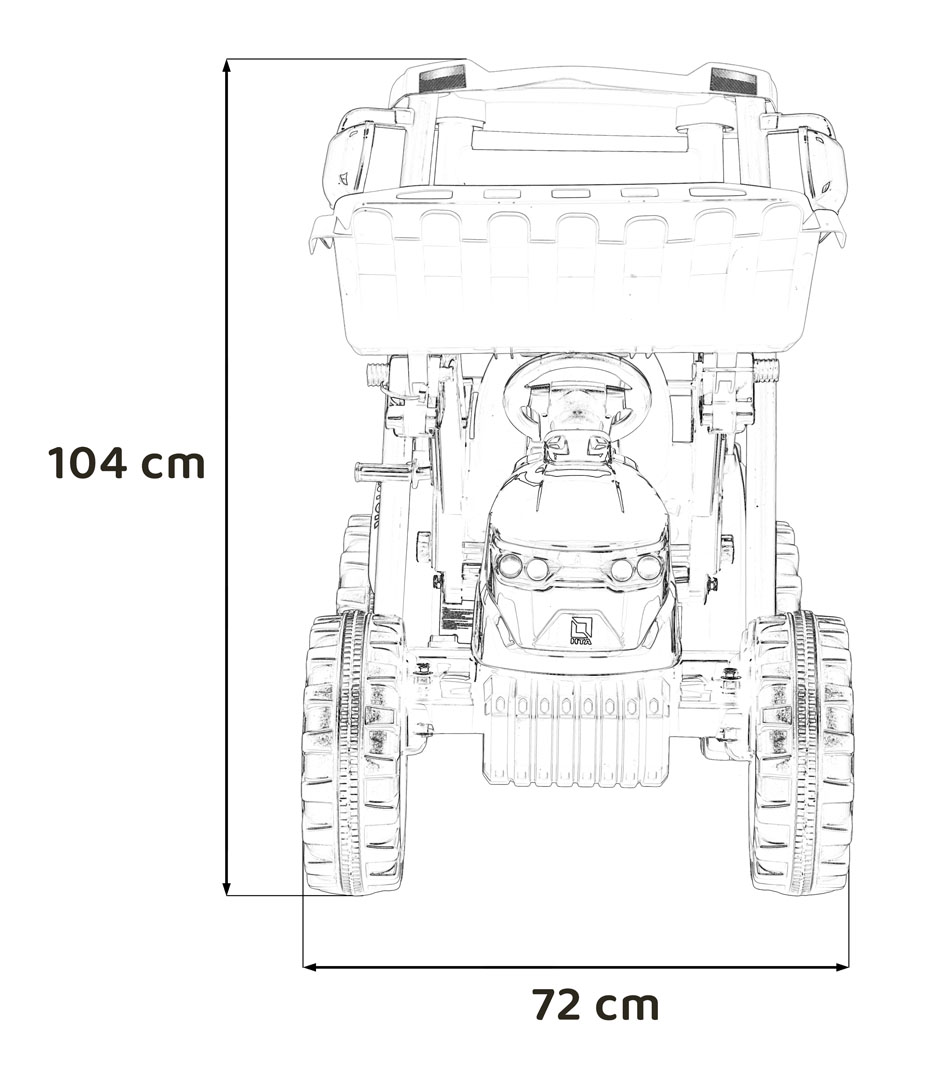 Tractor electric pentru copii cu remorca si cupa frontala MEGA 24V 400W, Galben - imagine 9