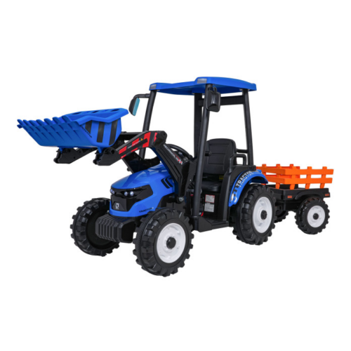 Tractor electric pentru copii cu remorca si cupa frontala MEGA 24V 400W, Albastru