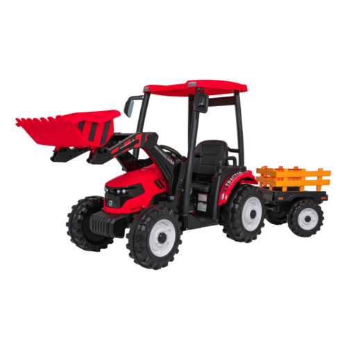 Tractor electric pentru copii cu remorca si cupa frontala MEGA 24V 400W, Rosu