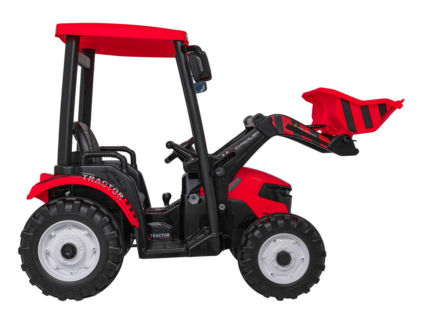 Tractor electric pentru copii cu remorca si cupa frontala MEGA 24V 400W, Rosu - imagine 10