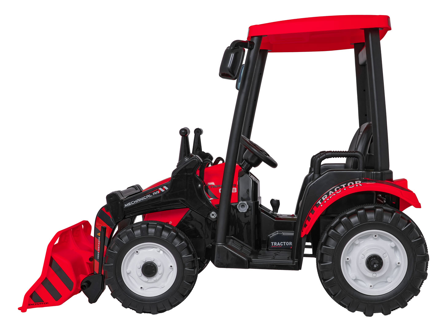 Tractor electric pentru copii cu remorca si cupa frontala MEGA 24V 400W, Rosu - imagine 6