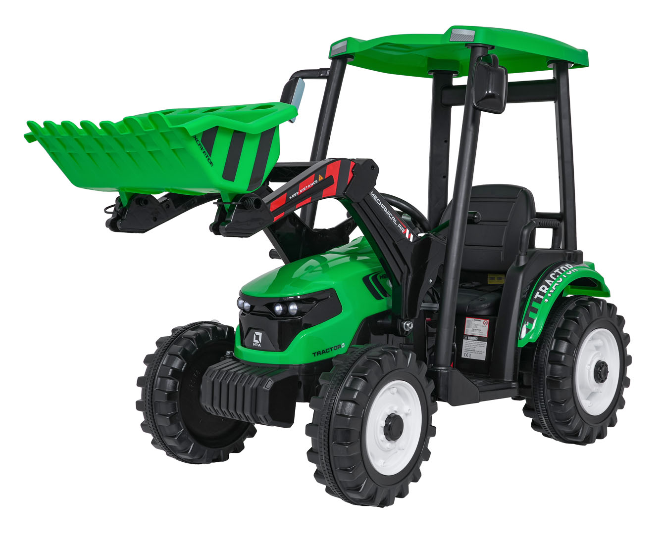 Tractor electric pentru copii cu remorca si cupa frontala MEGA 24V 400W, Verde - imagine 6
