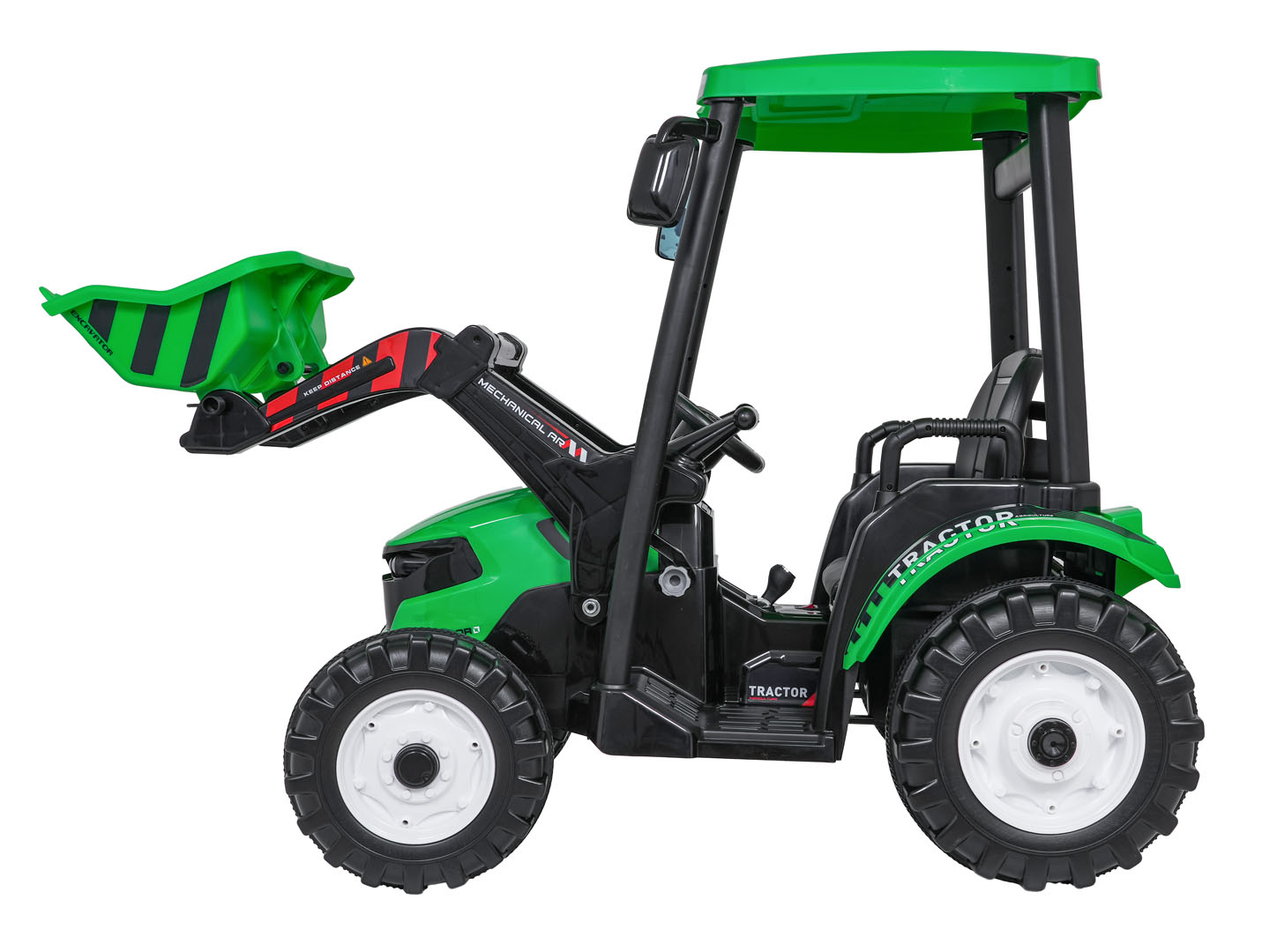 Tractor electric pentru copii cu remorca si cupa frontala MEGA 24V 400W, Verde - imagine 9