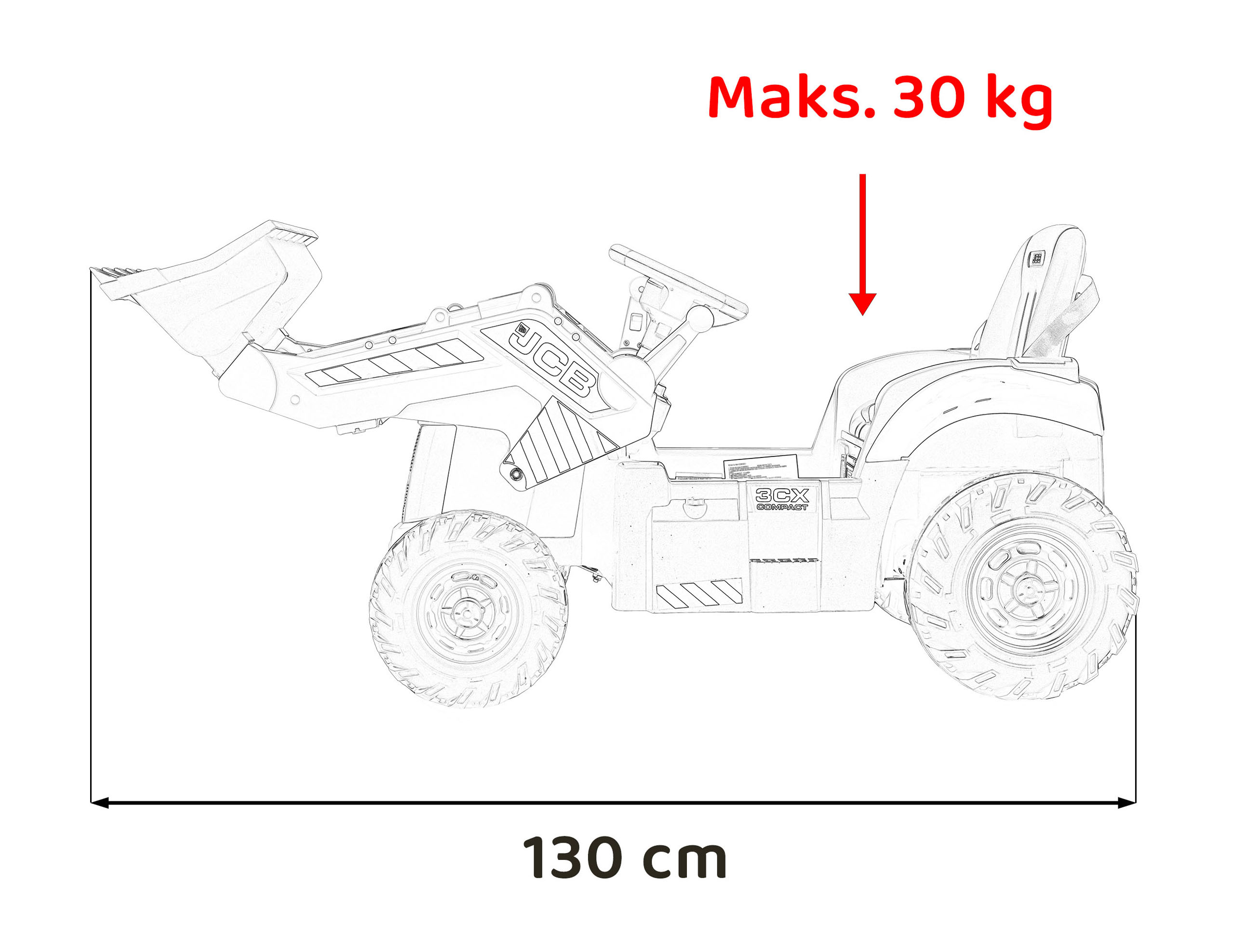Tractor electric pentru copii cu cupa manuala JCB (0960) Galben - imagine 2