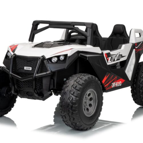 UTV electric pentru 2 copii Buggy XXL FAST EDITION viteza maxima 15km/h 500W 24V 4×4 roti EVA, scaun piele, telecomanda parentala, Alb