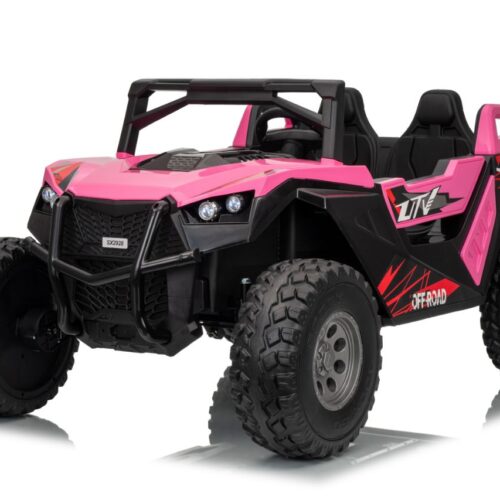 UTV electric pentru 2 copii Buggy XXL FAST EDITION viteza maxima 15km/h 500W 24V 4×4 roti EVA, scaun piele, telecomanda parentala, Roz
