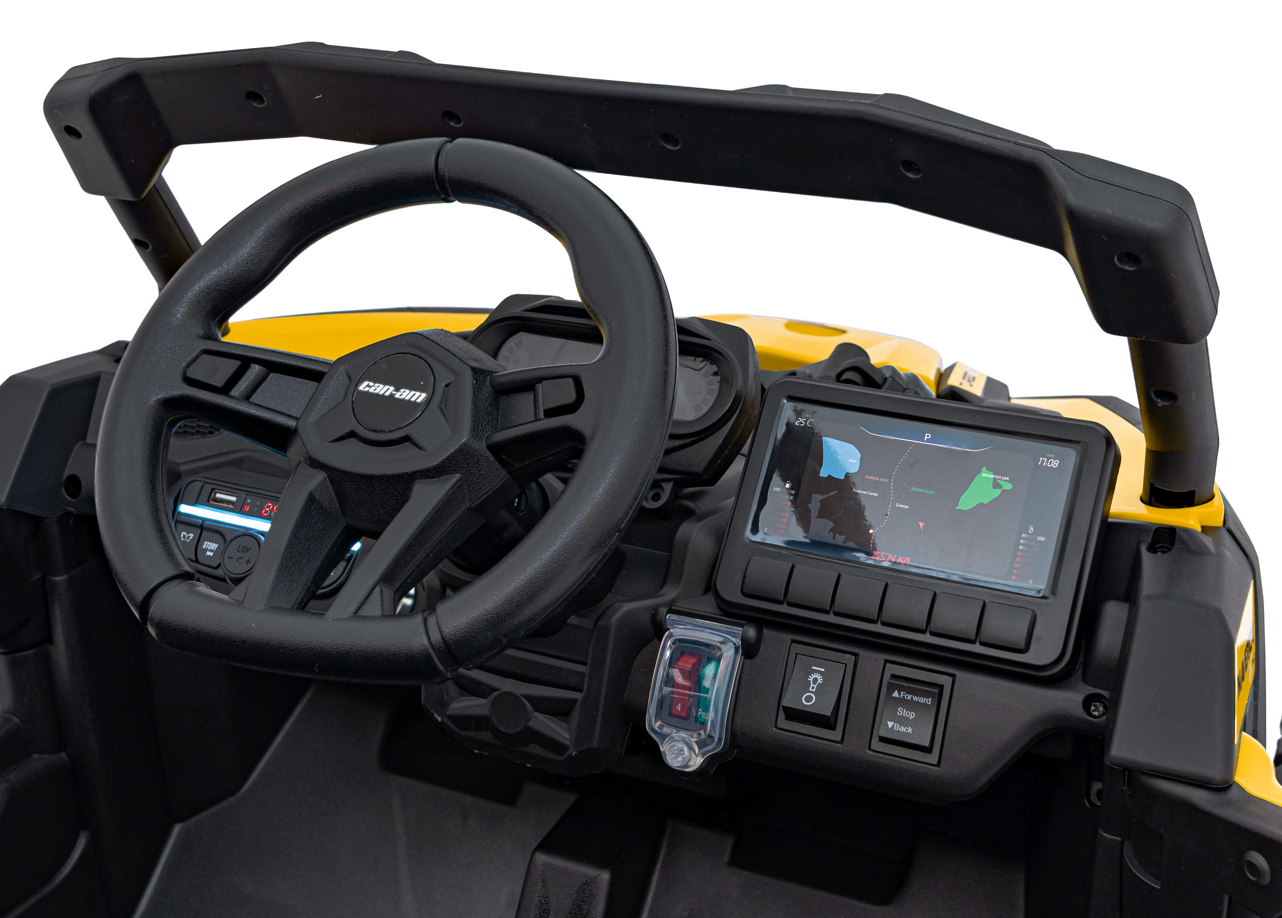 UTV electric pentru copii Can-Am Maverick 24V 800W 4x4 (CA003) Galben - imagine 4